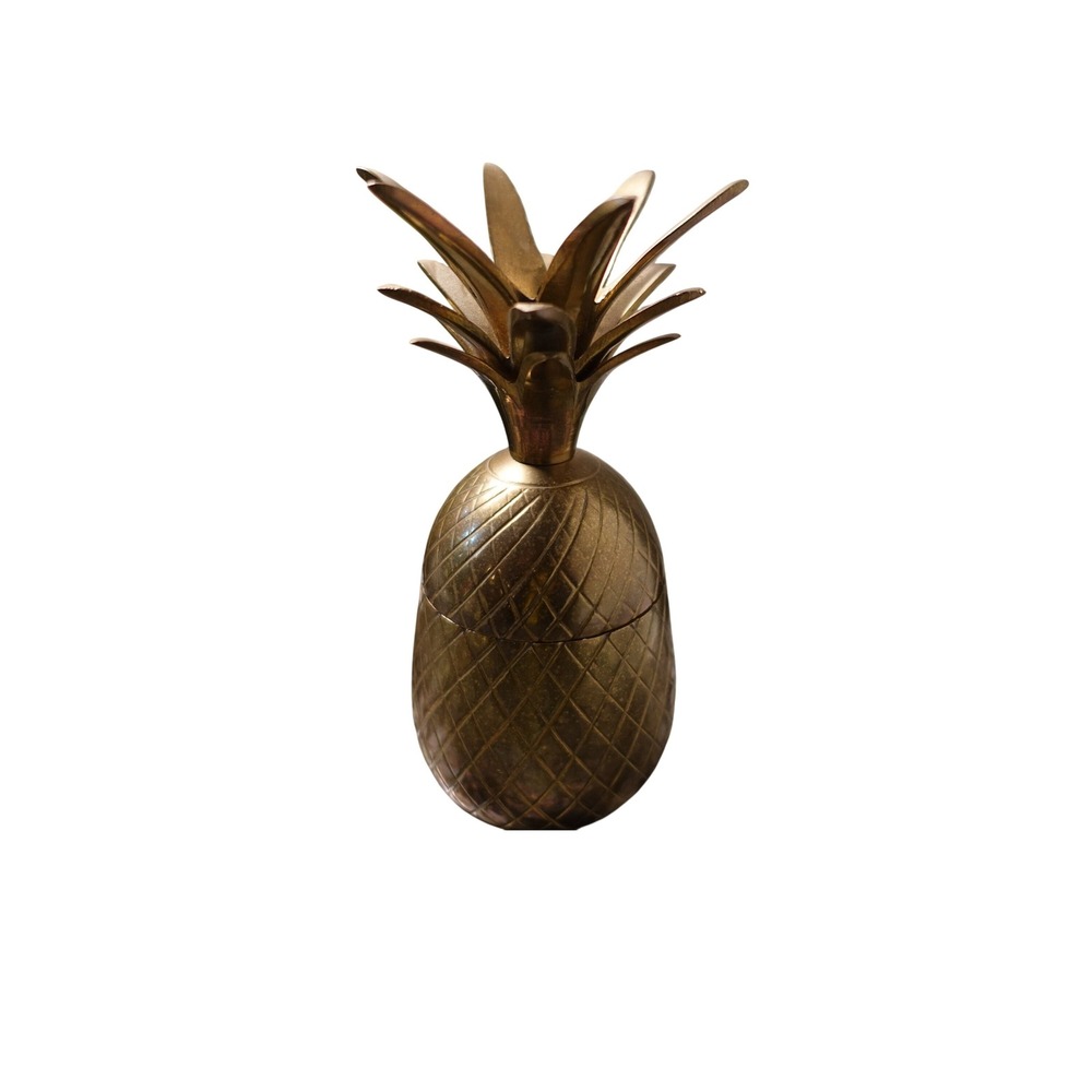 Vintage Brass Pineapple Candlestick Holder and Trinket Dish 7x2‎ Inch MCM Decor
